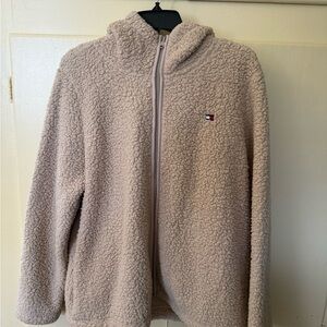 Beige Tommy Hilfiger Fleece Women’s Hooded Jacet